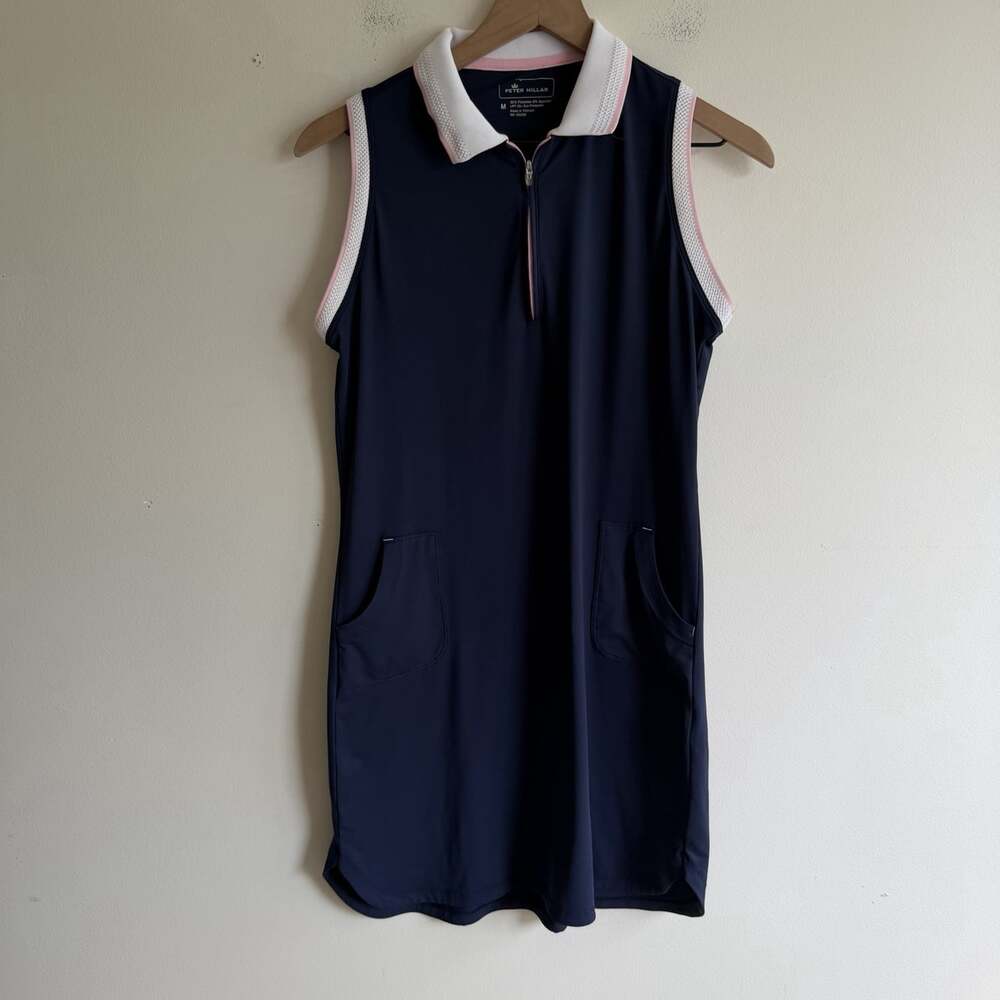 Peter Millar Women’s Navy Blue Golf Dress Size M Collared Tennis Stretch UPF